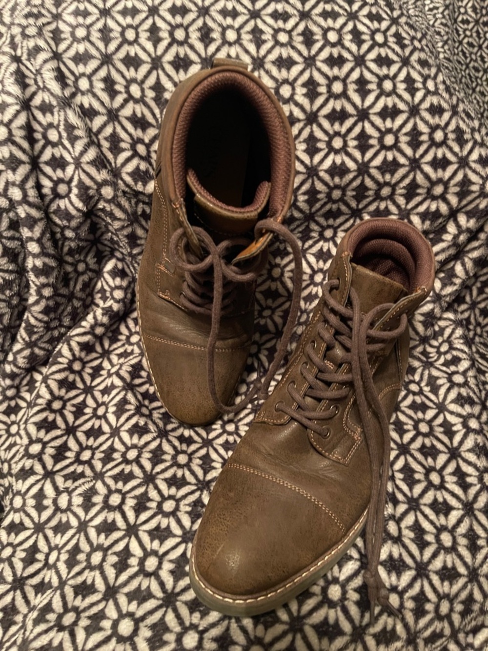 Chaps Men's Dark Brown Lace-Up Cap-Toe Ankle Boots